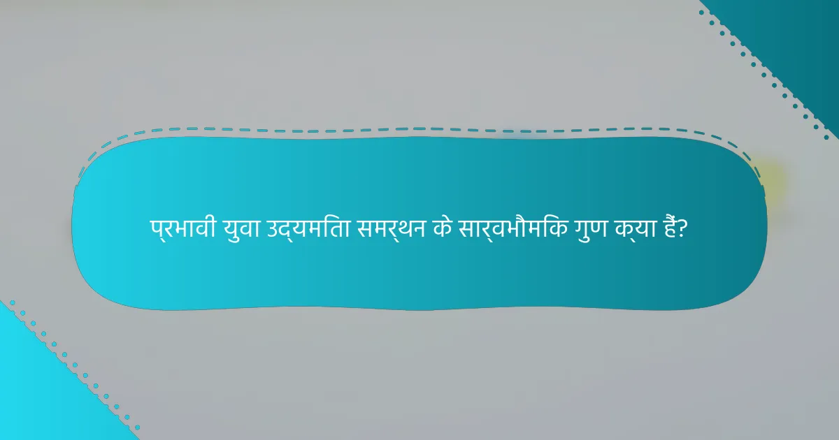 प्रभावी युवा उद्यमिता समर्थन के सार्वभौमिक गुण क्या हैं?